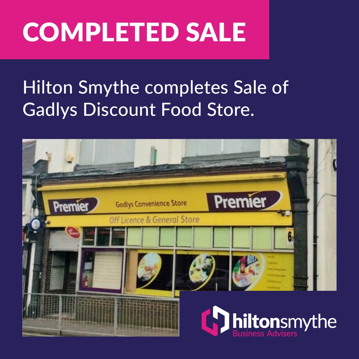COMPLETED DEAL
Hilton Smythe completes Sale of Gadlys Discount Food Store.
A well-established convenience/discount food store, Gadlys Discount Food Store (Premier) is situated in the centre of the large town of Aberdare.
#businesssales