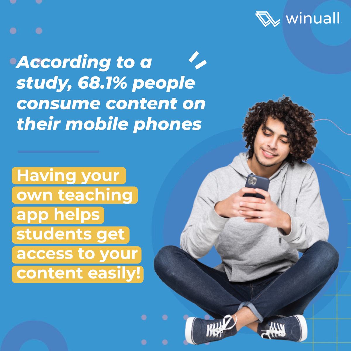 winuall's tweet image. Studying via mobile phones is something most students tend to do these days, so wouldn&apos;t it be so much easier to have your own app which would help your students reach you more easily?!

Get your own branded #teachingapp today!
#onlineteaching #EdTech #Winuall
