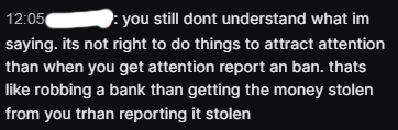 tink_tv_'s tweet photo. This guy tried saying that women shouldn't report/ban men in their chats for being rude to them because it's their own fault for attracting that attention for making certain content...when my community and I disagreed with him he proceeded to tell me (read 2nd screenshot) 😂🤦‍♀️ https://t.co/t6iKePAPMa