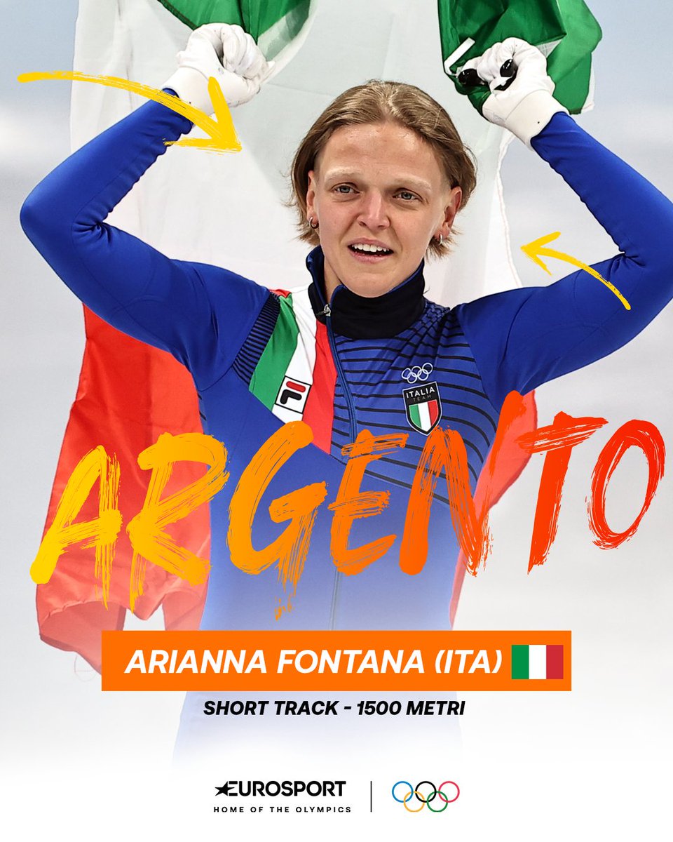 Eurosport_IT's tweet photo. ARIANNNNNAAAAAAAAAAAAAAAAAAAAA! 🥈🇮🇹😍

Arianna Fontana ci regala un'altra gioia: dopo l'argento in staffetta e l'oro nei 500m, ecco la terza medaglia a Pechino: è ARGENTO nei 1500 metri. IMMENSAAAAAAA! 

#ShortTrack | #Beijing2022 https://t.co/2OPiVAHAzl