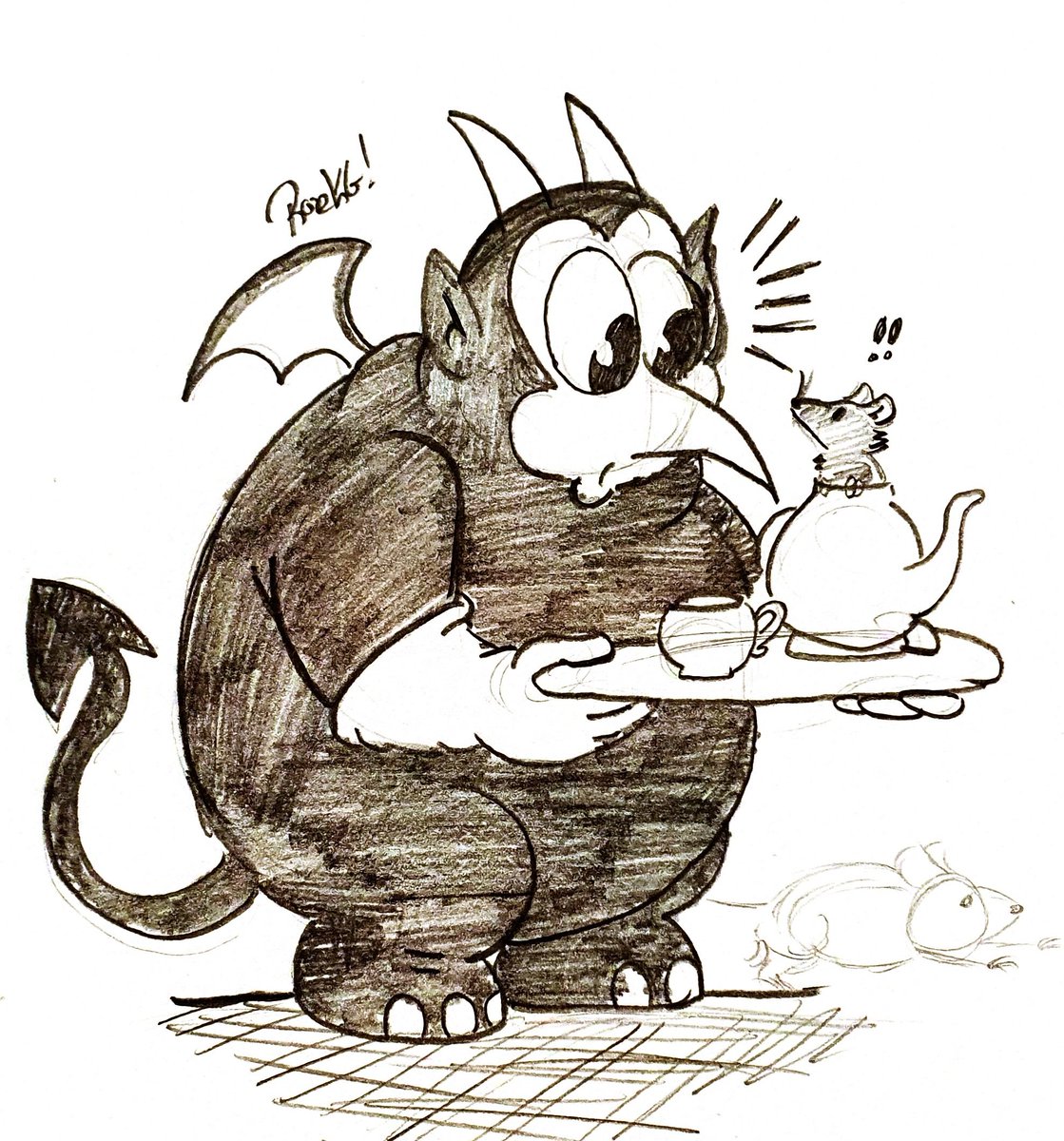 Rosesasi7's tweet photo. I have to sketch him before I go to work☕️ #fatdemon #cupheadshow #messysketch https://t.co/gENS4c39wp