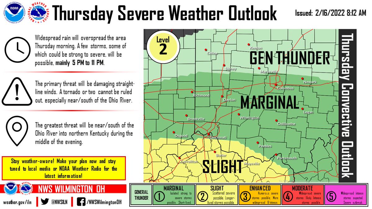 NWSILN's tweet image. [8:30 AM] We are monitoring the potential for a few strong to severe storms Thursday evening, especially near and south of the Ohio River. Damaging winds will be the primary threat, with heavy rain and a rapid freeze up also expected. Stay tuned for additional updates.