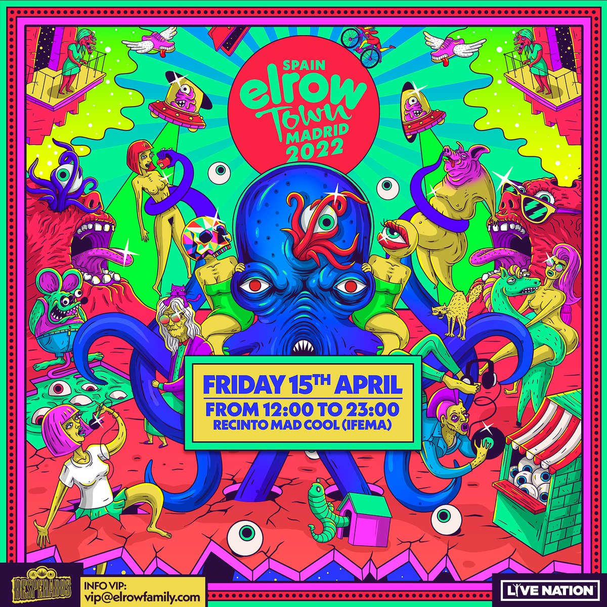 elrow_'s tweet photo. 🎊El primer elrow town de España será en MADRID (Recinto Mad Cool - IFEMA)🎊 15 de Abril (Viernes Santo) / +25.000 personas / escenarios XXL / +30 artistas / 12:00 a 23:00 🤯🎉

🎟️Regístrate para poder comprar entradas prioritarias el MARTES 22 - https://t.co/4Fjt3klli0 https://t.co/uq0AJhkjDv