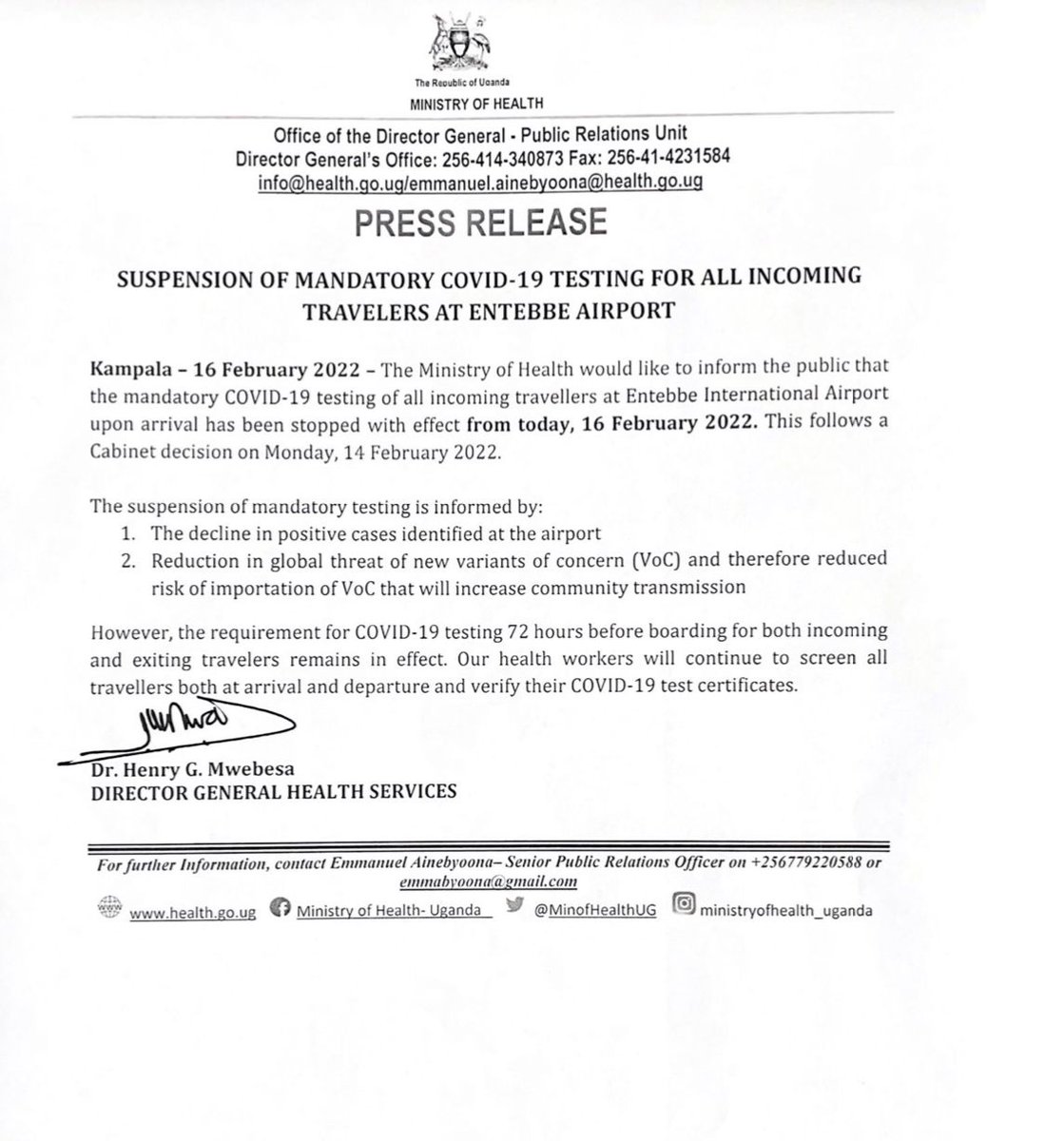 Government of Uganda tweet media