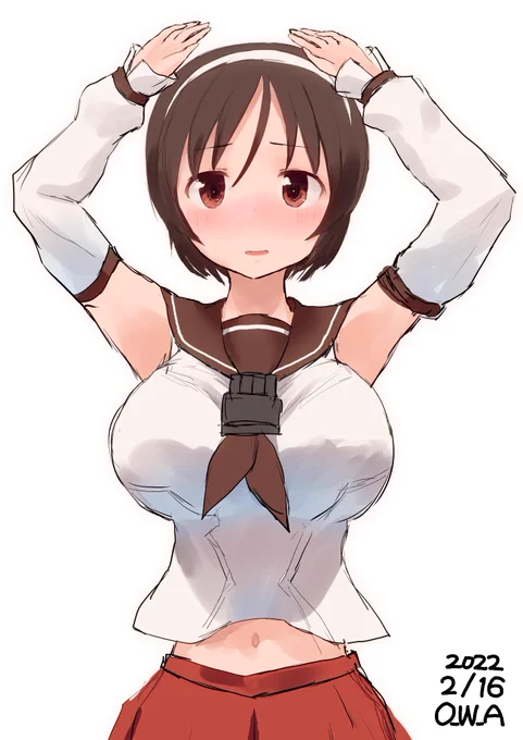 いちごのポーズをキメる名取

#艦これ版深夜の真剣お絵描き60分一本勝負
#艦これ版真剣お絵描き60分一本勝負_20220216 