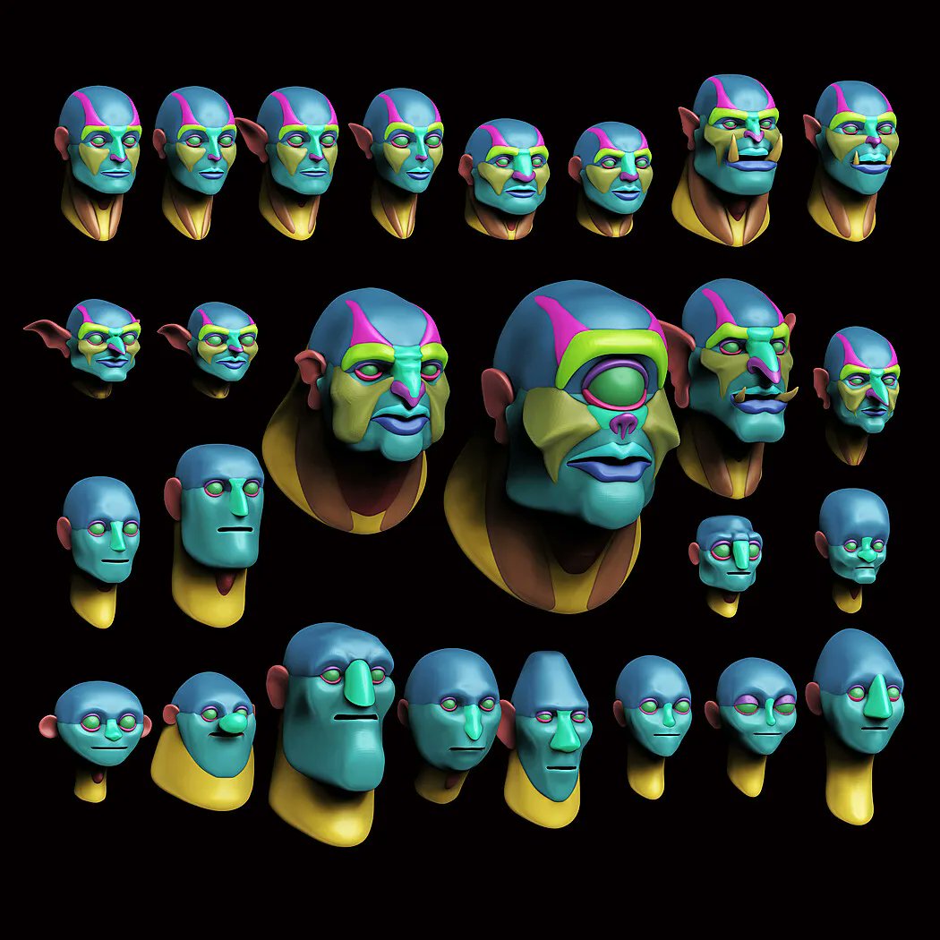 Cubebrush's tweet photo. Insert MultiMesh brush containing 26 distinct humanoid head blockouts by G-Art for use in #ZBrush! https://t.co/iuwOMiw7iH

#digitalart #gameassets #digitalartist #gamedev #conceptart #gamedesign #environmentart #art #gamestudio #3dart #digitalsculpt https://t.co/GFOlfpkDbo