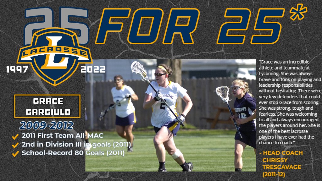 lycoathletics (@lycoathletics) on Twitter photo We asked former and current <a href="/lycomingwlax/">Lycoming Women's Lacrosse</a> coaches to pick out players to spotlight from their time on campus to celebrate the program's 25th anniversary - today Chrissy Trescavage shines the light on Grace Gargiulo. #d3lax #MAClax We asked former and current <a href="/lycomingwlax/">Lycoming Women's Lacrosse</a> coaches to pick out players to spotlight from their time on campus to celebrate the program's 25th anniversary - today Chrissy Trescavage shines the light on Grace Gargiulo. #d3lax #MAClax