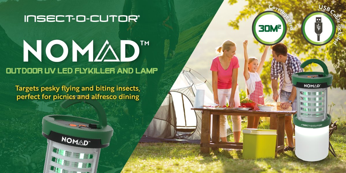 Spring marks the start of the flying insect season! Keep pesky flying insects at bay with the Nomad flykiller, perfect for use in alfresco dining and outdoor adventures! Find out more, call us on 0800 988 5359. #InsectOCutor #Flykiller #Nomad ow.ly/1FOJ30s3zhS