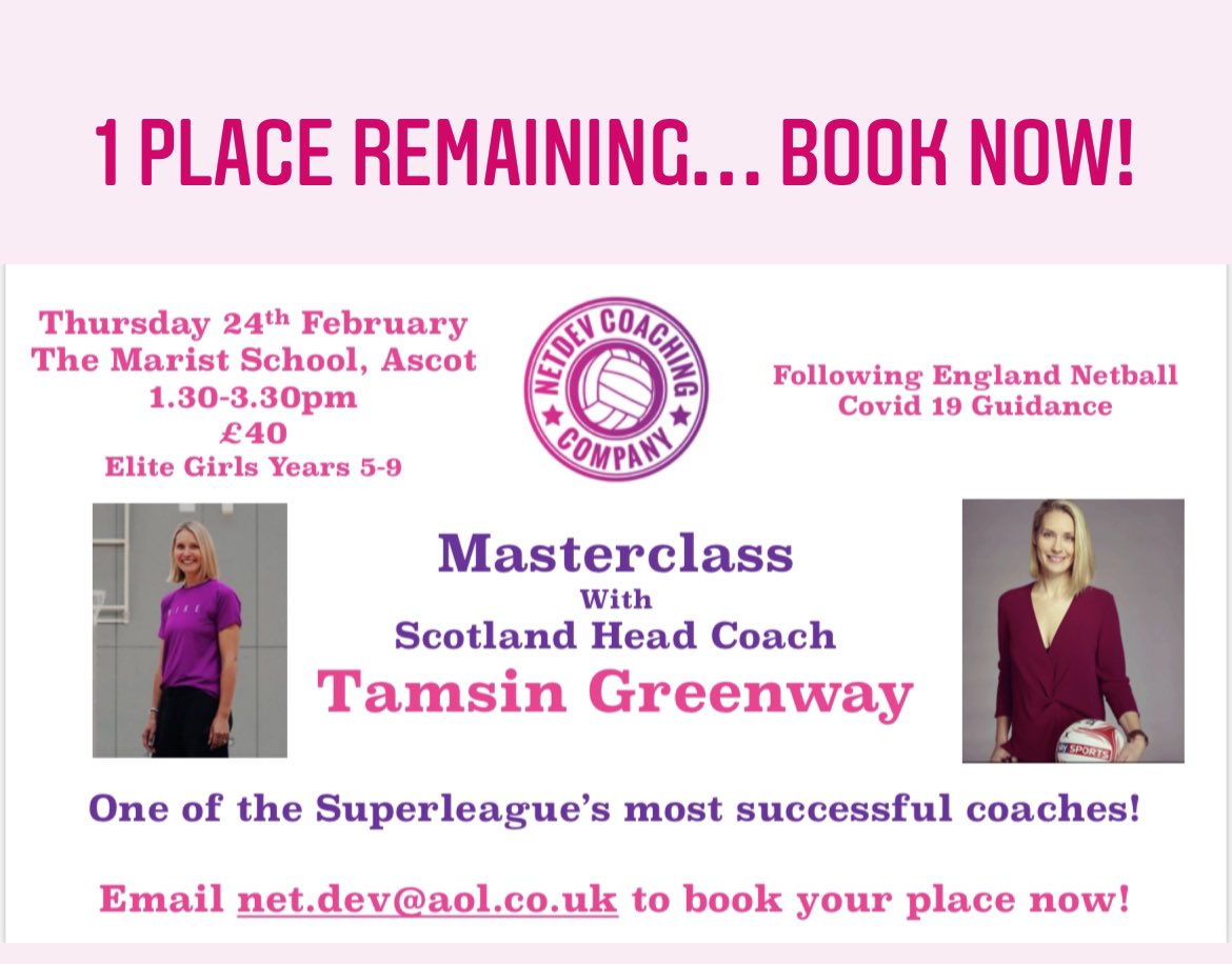net_dev's tweet image. Only 1 more place… BOOK NOW! Go - go - go!!! #lovenetball #learnfromthebest