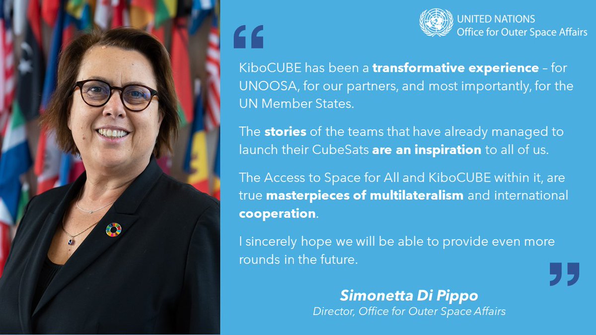 #KiboCUBE programme under #AccSpace4All symbolizes the common mission of <a href="/UNOOSA/">UNOOSA</a> and <a href="/JAXA_en/">JAXA(Japan Aerospace Exploration Agency)</a> to expand the #space community sustainably. 

I congratulate the winning teams &amp; look forward to our joint effort in turning your dreams &amp; ambitions into reality.