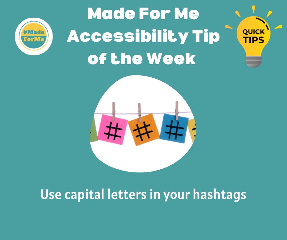 MadeForMeWES's tweet image. When you use hashtags with multiple words and don't include capital letters screen readers get confused, and then so do people who use screen readers. A quick tip that can make a big difference #AccessibilityTipOfTheWeek