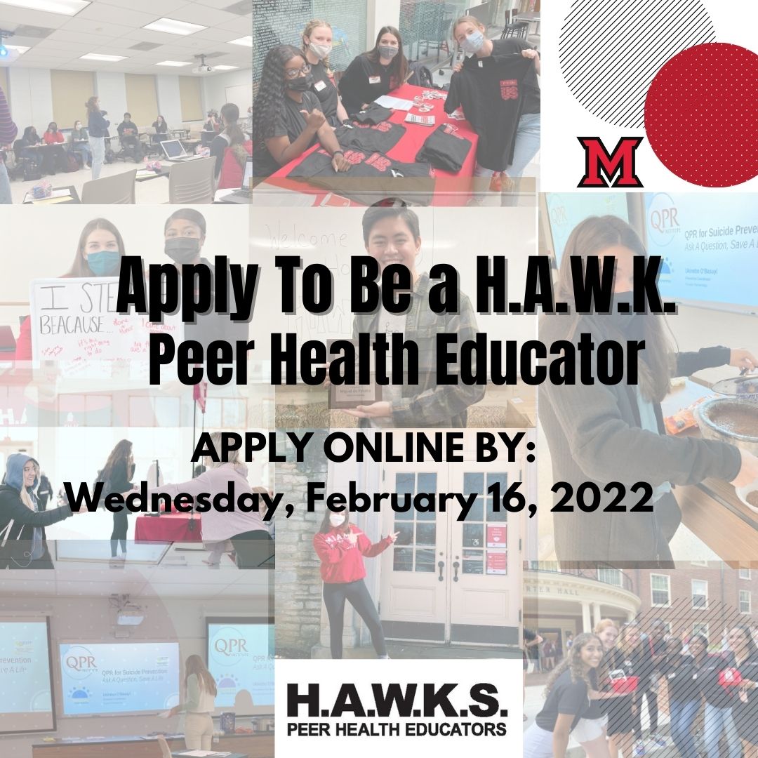 HAWKShealthzone's tweet photo. Today is a big day. We have Mike Domitrz presenting his nation-wide recognized program "Can I Kiss You?" as well as deadline for HAWK Peer Health Education application is due!!

#MiamiOH #HAWKPeerHealthEd https://t.co/nMfqsfUQmB