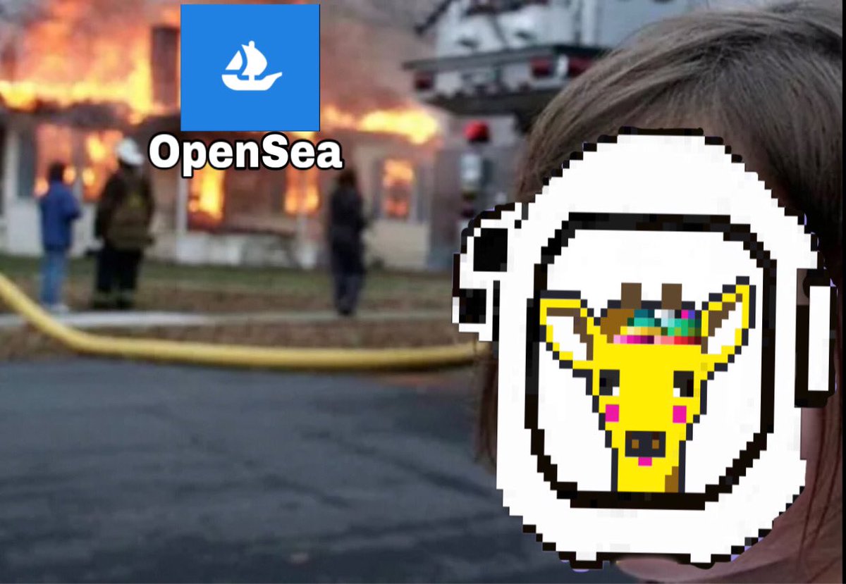 Astronaut Giraffe #17 burning down the <a href="/opensea/">OpenSea</a> because it hasn't sold yet 😂

opensea.io/assets/matic/0…
