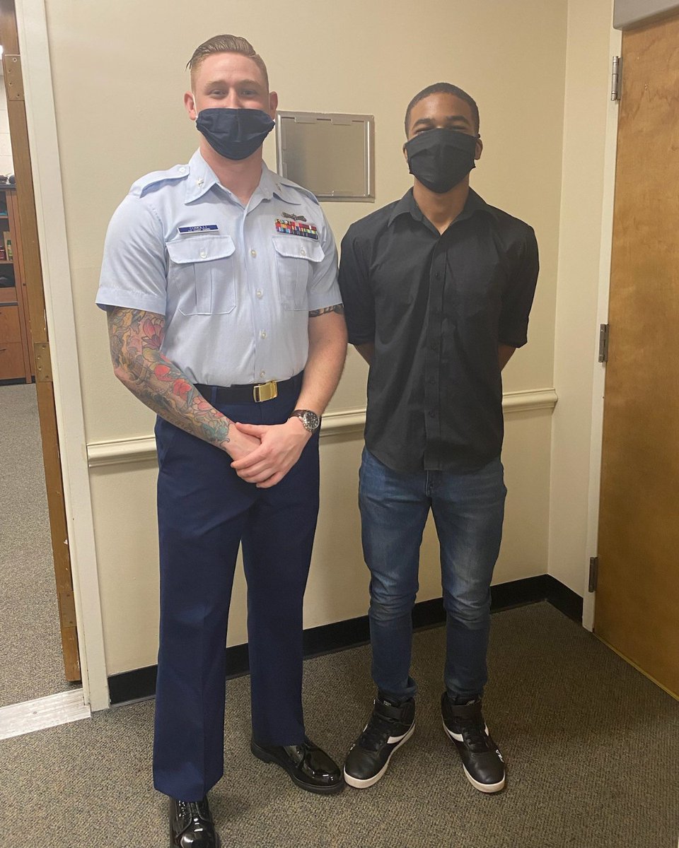 Despite the masks we can see those smiles! In summer 2021, Little Josh showed up to celebrate his Big Jordan at his USCG Promotion Ceremony. Meaningful moments go both ways with Bigs showing up for Littles and Littles showing up for Bigs. 

Thank you, Jordan, for sharing!

 #BBBS