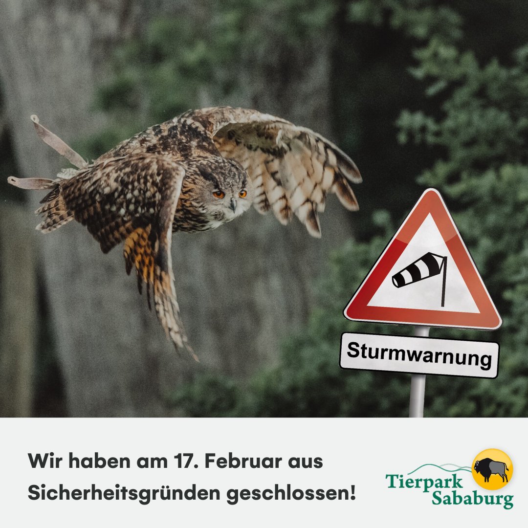 SababurgZoo's tweet photo. Aufgrund der aktuellen Sturmwarnung haben wir aus Sicherheitsgründen am morgigen Donnerstag, 17. Februar 2022, den Tierpark Sababurg geschlossen. https://t.co/dpss2RaasB