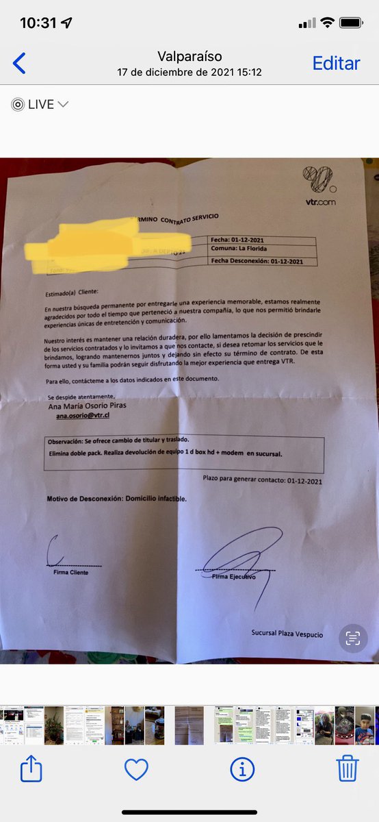 charygonzalez's tweet photo. Me llaman insistentemente por una cuenta impaga de @VTRChile siendo que di de baja el servicio el 01/12/21 más de 25 llamados diarios, cuando van a actualizar sus bases de datos para que no molesten. @subtel_chile https://t.co/BuTZy51umP