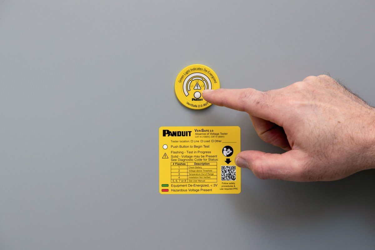 Panduit's tweet image. Better safe than sorry! Find the new VeriSafe 2.0 Absence of Voltage Tester at the 2022 Powertest Conference in Denver! Register now and find us at booth #414 on March 1st! #PowerTest2022  pandu.it/3GOogNT