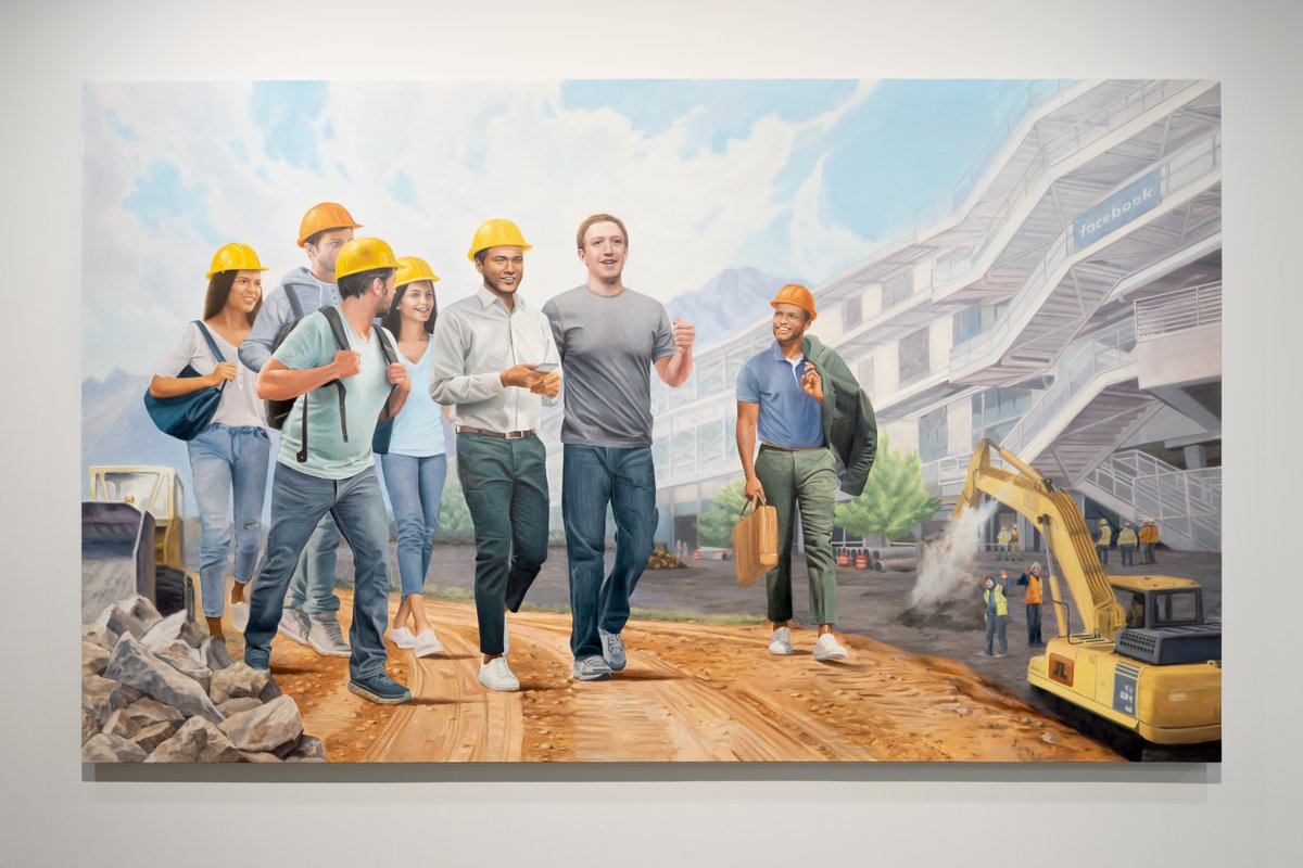 ShaoulHowe's tweet image. Inspired by North Korean #propaganda, #DavidHowe produces collaborative paintings in the style of those created for Kim Jong-Il and Kim Jong-Un. Take a look at how “Under the Beloved Leader, Let Us Break Head-on the Barriers to our Advance” (2021) compares to its Korean model.