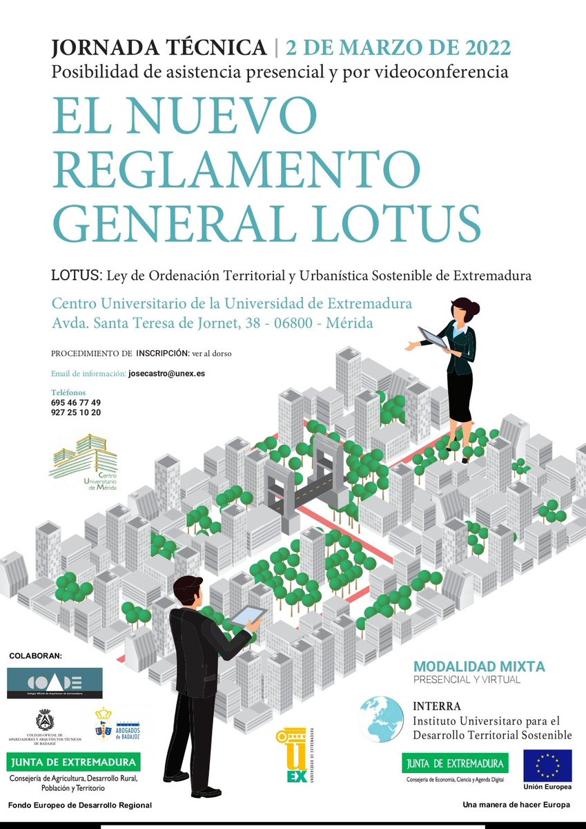 MoraAliseda's tweet photo. Para el día 2 del próximo mes, en el Centro Universitario de Mérida, hemos organizado una Jornada sobre "El Nuevo Reglamento General de la LOTUS (Ley Urbanística de Extremadura)". Os esperamos!! https://t.co/gjchAAIPu9