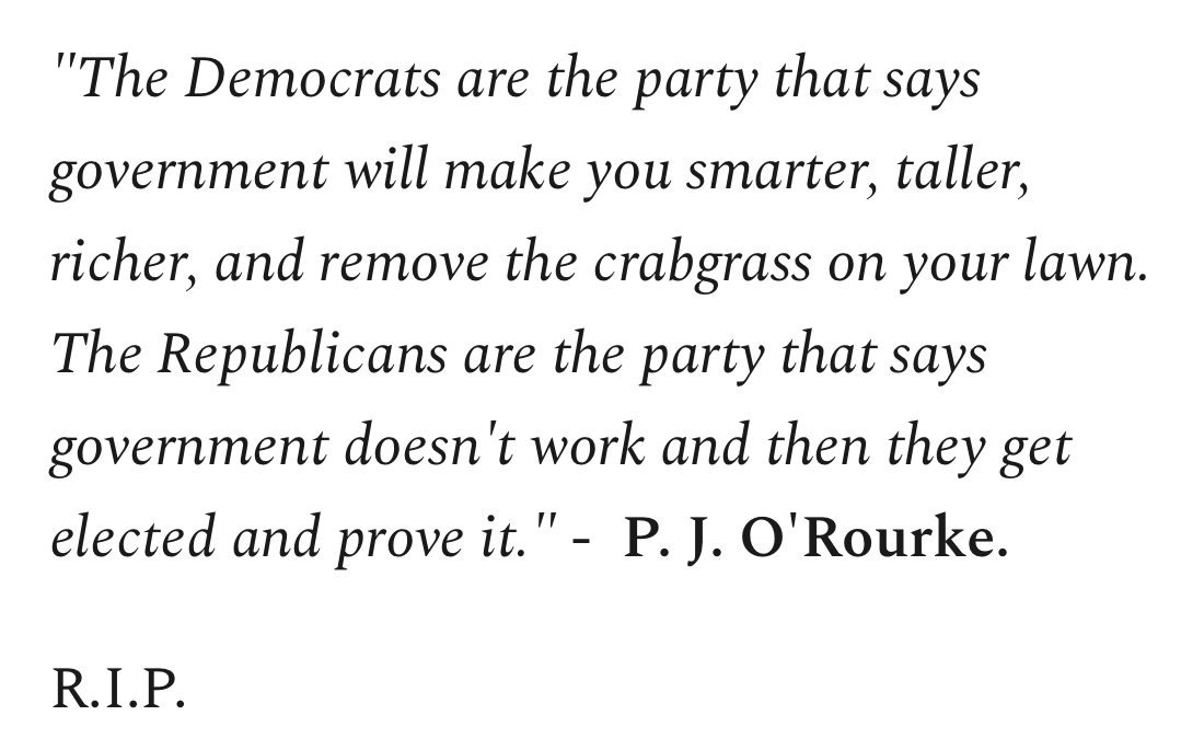 Remembering P.J. O’Rourke in Morning Shots from <a href="/SykesCharlie/">Charlie Sykes</a> morningshots.thebulwark.com/p/remembering-…