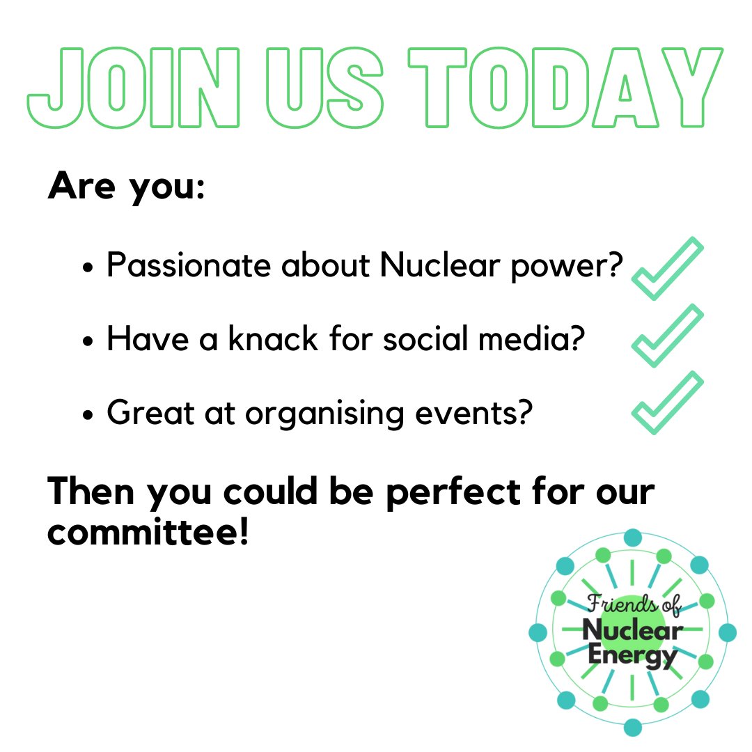 FoNuclearEnergy's tweet photo. FoNE are expanding the team!

- Do you have a passion for social media? 
- Can you organise events? 

We need your help. 

Develop new skills and grow your career opportunities. Raise your profile and join our advocacy group today!

Apply now : https://t.co/eeYJ8owErx https://t.co/QhdIcIXo4Q