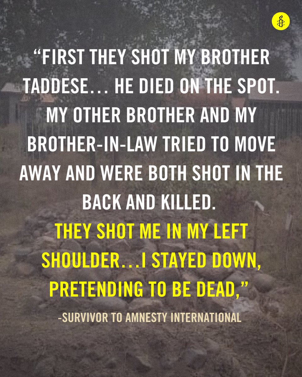 AmnestyEARO's tweet photo. In Kobo, a town in the north-east of #Ethiopia's Amhara region, Tigrayan fighters deliberately killed unarmed civilians, seemingly in revenge for losses among their ranks at the hands of #Amhara militias and armed farmers.

[THREAD] https://t.co/HMhjYHBicK