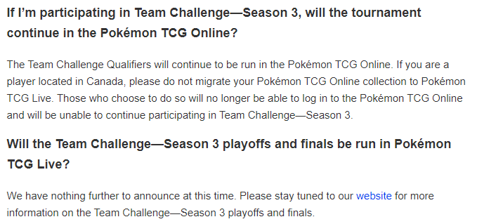 justinbasiltcg's tweet photo. This is something that can be easy to miss. If you're participating in the Team Challenge, DO NOT MIGRATE TO PTCGL.

#PTCGO #Pokemon #PlayPokemon #TeamChallenge #PTCGL https://t.co/ktpM5jG5US