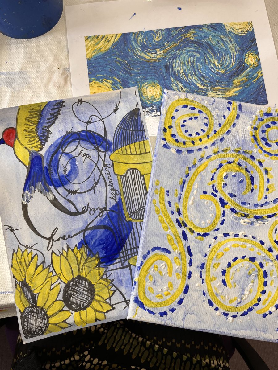 Murphlemurph's tweet photo. 1st session of our #InsideOutside art group, looking at the transition from prison to the community for people on probation. #VanGough themed today
#OccupationalTherapy #IIRMS #Art #Probation https://t.co/uSwrtQ6q52