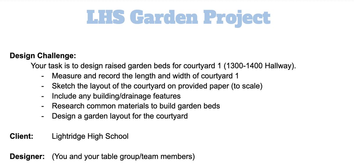 _monikavereb's tweet photo. 🔦CTE Spotlight
Ms. Khodayar's Materials &amp; Processes class tackled an authentic and challenging problem and, through project-based learning, pitched their designs for Lightridge's next Garden Project!  

Shout out to CTE students, Ms. Khodayar and Ms. Schrader! #CTEMonth #lcpscte https://t.co/QvIT9Lobd4