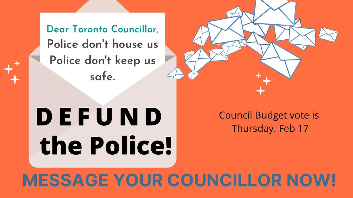 🤬 POLICE DON’T KEEP US SAFE! 

The council budget vote is THIS Thursday. Make your voice heard. 📣 Message your city councillors TODAY! ⏰

➡️➡️ Guess what? We’ve made it easy for you! Template: surjtoronto.com/defund-council… 

#defundthepolice #defundtps #ACAB #housingisahumanright