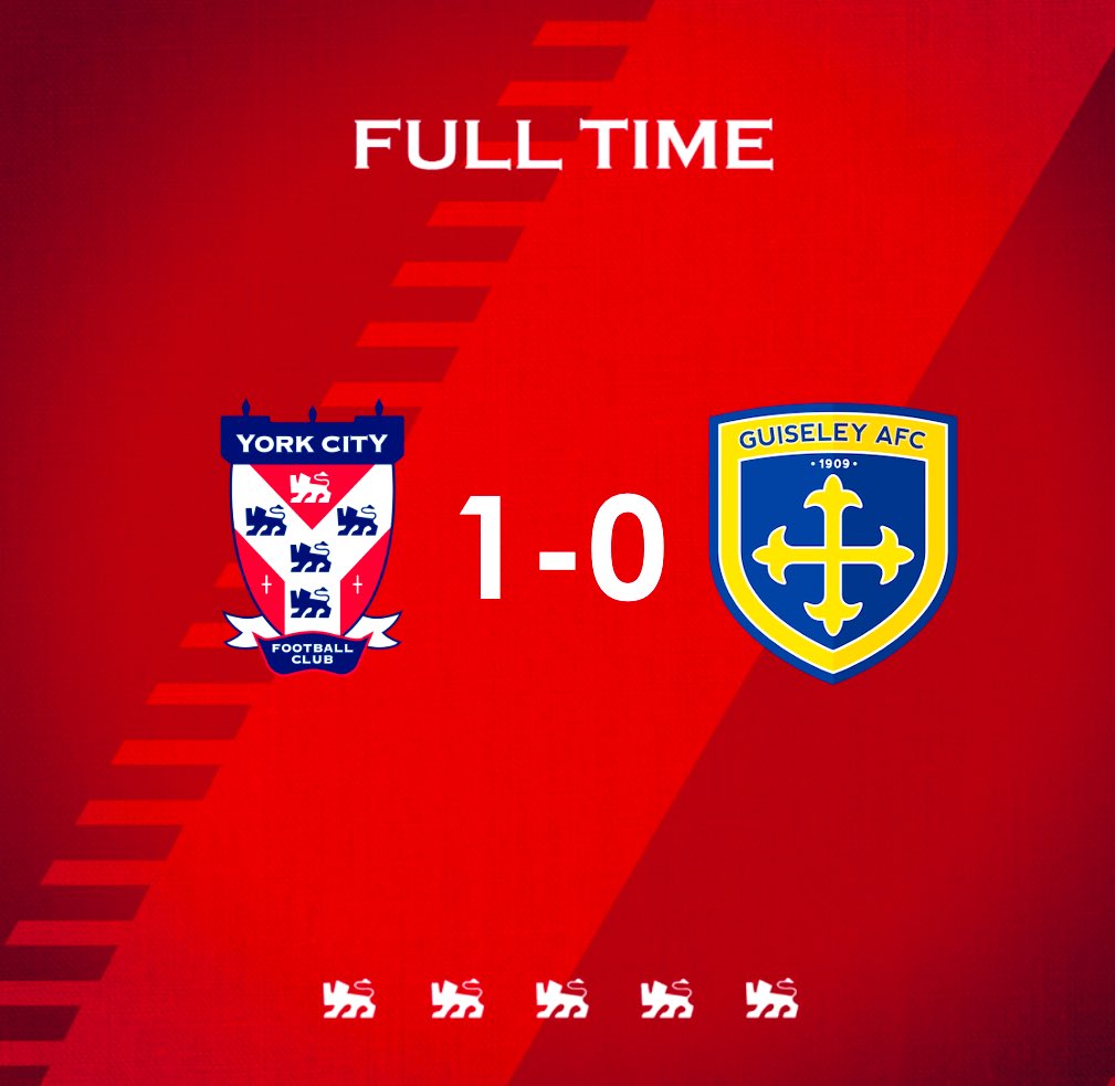 YCFCAcademy's tweet photo. We’ve held on for victory as Luke Jones’ late header seals all three points against ten-men Guiseley

#YCFC 🔴🔵 https://t.co/VdXhYxUh9E