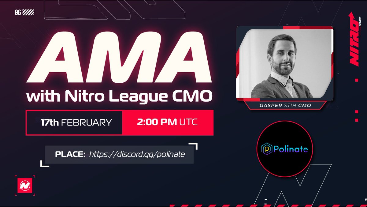 nitroleaguegame's tweet photo. 🚨 #NITRO #AMA #LIVE #TOMORROW

⚡️ CMO Gasper Stih will be having a live AMA hosted by @polinate_io!

📍 Place: https://t.co/4vbRARzHBF
🕑 Time: Feb 17th | 2pm UTC

Get your questions ready! 

#NitroLeague #MetaVerse #NFT https://t.co/Dtmqwyriy3