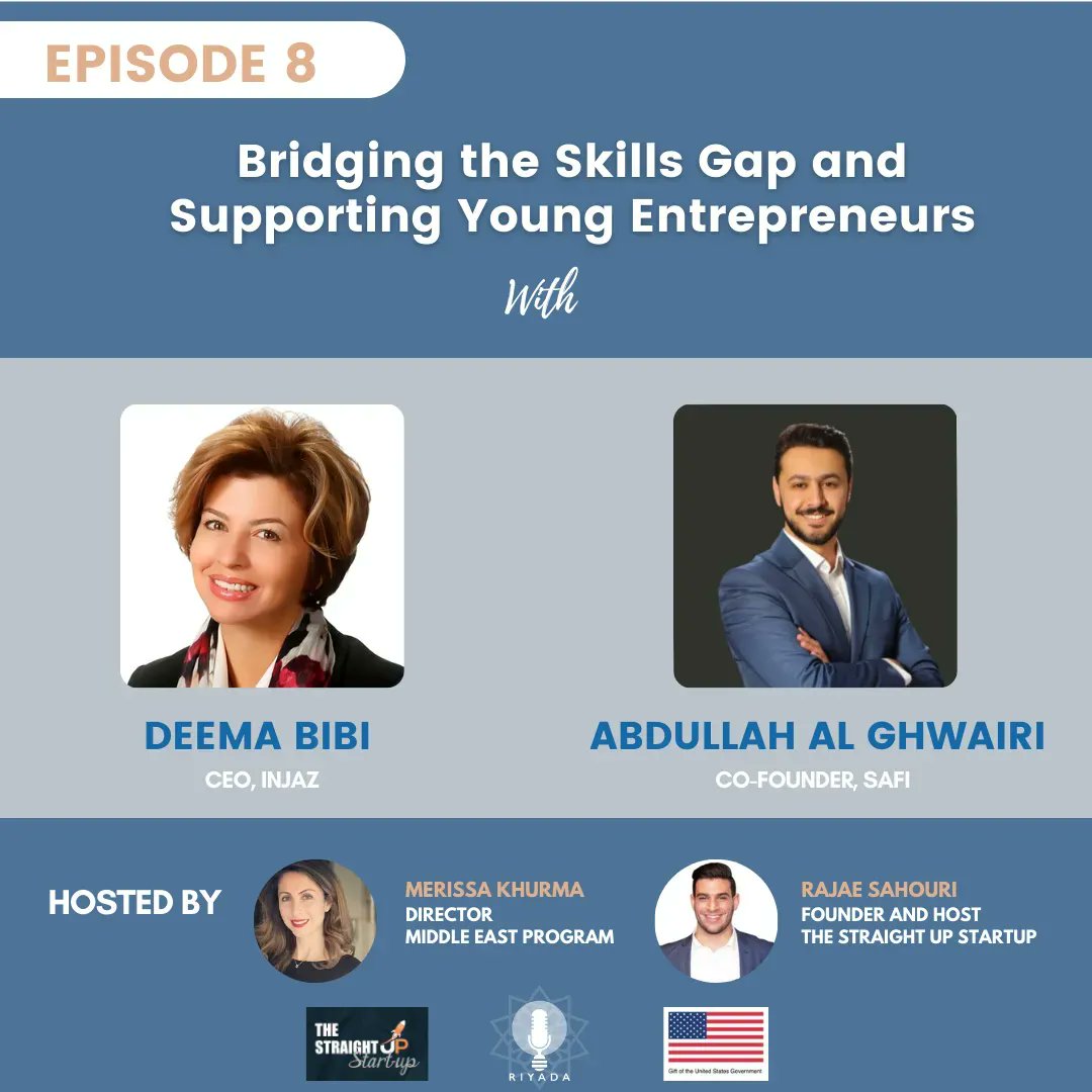 WilsonCenterMEP's tweet photo. [RIYADA PODCAST] @MerissaKhurma and Rajae Sahouri spoke with @DeemaBibi and Abdullah al-Ghwairi about Jordan-based INJAZ's efforts to bridge the region's skills gap.

Tune in ➡️ https://t.co/Yv2Uun5sbD https://t.co/mcjk8hkKLe
