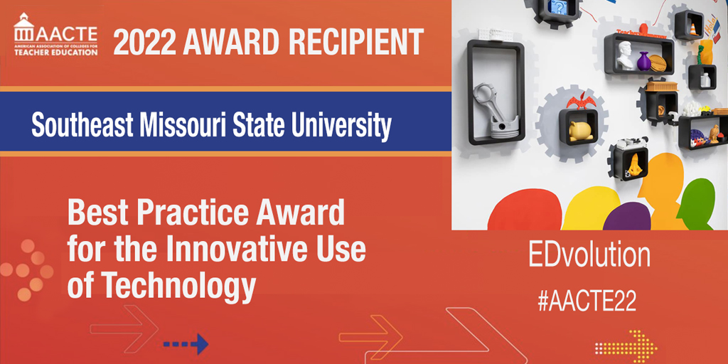 We're excited to announce that <a href="/SEMissouriState/">Southeast Missouri State University</a> <a href="/SEMO_EDvolution/">The EDvolution Center</a> is the recipient of the  #AACTE22 Best Practice Award for Innovative Use of Technology! <a href="/STEAMwhisperer/">Dr. Trudy Giasi</a> <a href="/JanaGerard/">Jana Gerard, Ed.D.</a> #AACTE #EdPrepMatters 
edprepmatters.net/2022/02/southe…