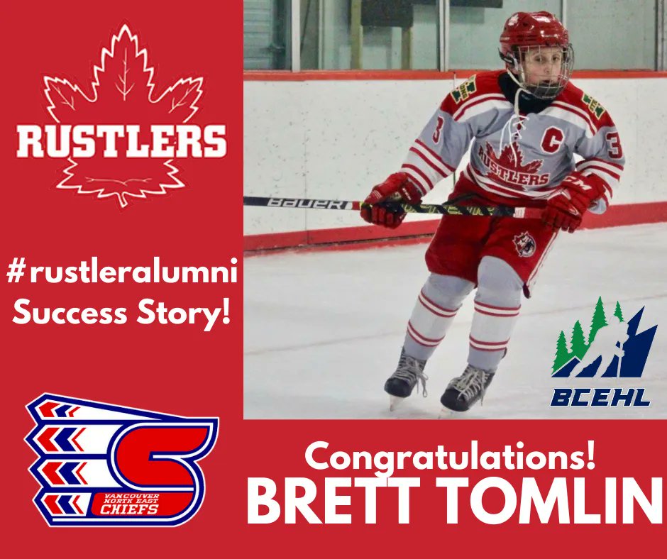 RustlersHockey's tweet photo. Congratulations to #rustleralumni Brett Tomlin for earning a roster spot on the @NEChiefsU15AAA of the @BCEHL! Tomlin has played 25 games and has 8 assists this season! Way to go Brett, keep working hard and achieving your goals! #rustlerdesire #rustlerpride #bcehlaaahockey https://t.co/Rr32cgJQmj