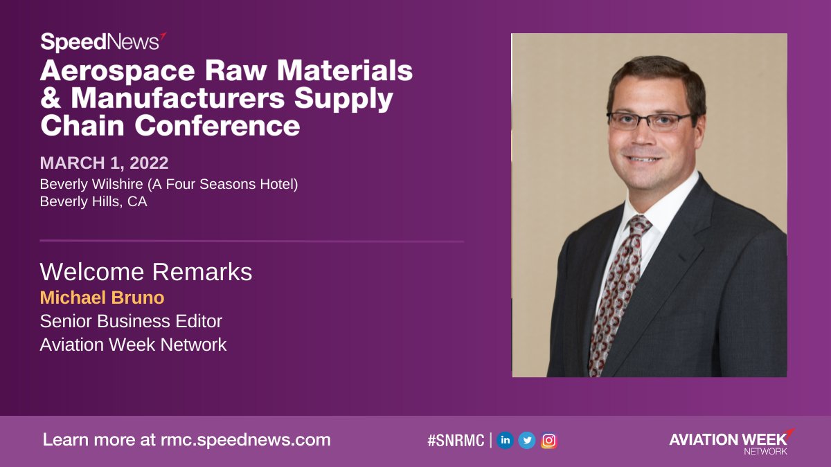AvWeekEvents's tweet photo. Join us this March! Meet with leaders and decision-makers from OEMs to supplier tiers in the aerospace industry. Get fresh insights. forecasts, perspectives and more.

Register: https://t.co/iG3xAAJ0Cq
#SNRMC #Speednews #OEMs #AviationWeek https://t.co/BJqrIuweoV