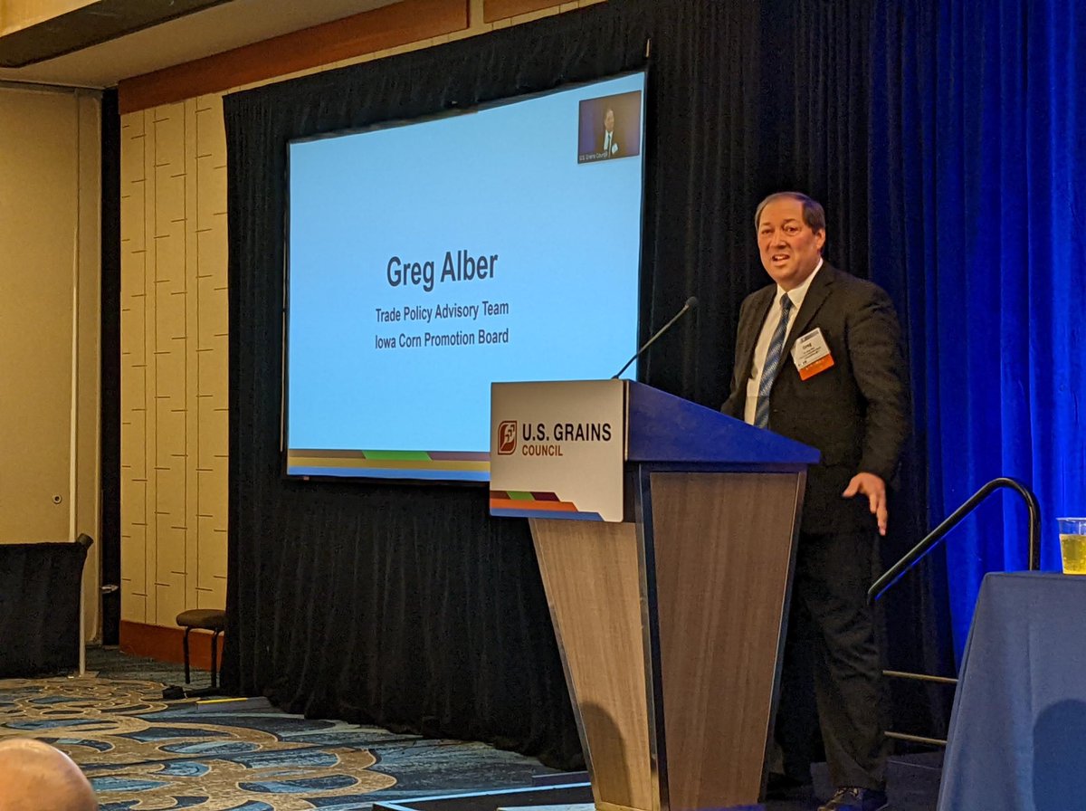 iowa_corn's tweet photo. Iowa Corn Promotion Board Chair Greg Alber also leads the @USGC Trade Policy A-Team, and he presented on his team's priorities this morning at #grains22. Iowa Corn is proud to partner with @USGC! #TogetherInTrade https://t.co/YUlpX8QwfX