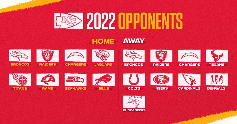 Chiefs's tweet photo. Here's a look at who we're playing next season 📝