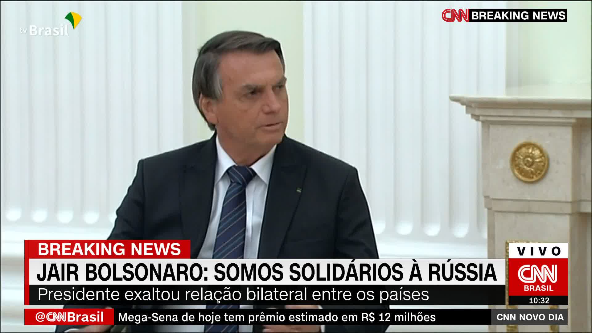 “Somos solidários à Rússia”, diz Bolsonaro a Putin