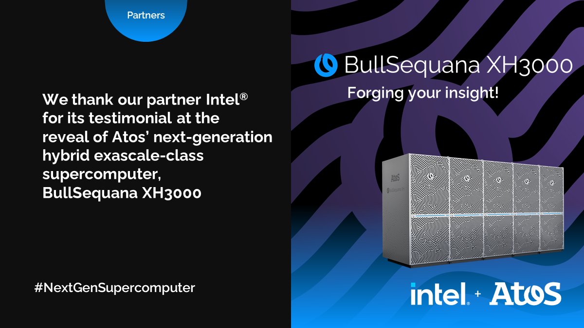 Atos has today revealed its #NextGenSupercomputer, the #BullSequana XH3000.  Listen to our partner <a href="/Intel/">Intel</a>’s testimonial for the new hybrid exascale-class #supercomputer.
 Watch video👉 youtu.be/2Q50A8EzpAc

#ExascaleJourney