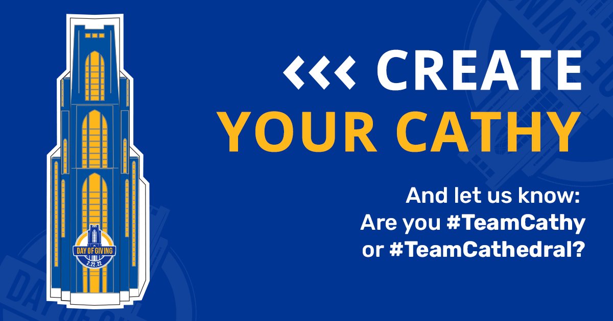 PittTweet's tweet photo. It’s #TeamCathy vs. #TeamCathedral… Who will win?! 

Create Your Cathy and share a photo with which team you’re on to make your vote—Don’t forget the #PittDayofGiving hashtag!

Start folding: https://t.co/bUTgtcHsQ5 https://t.co/9ThyuT5SZT