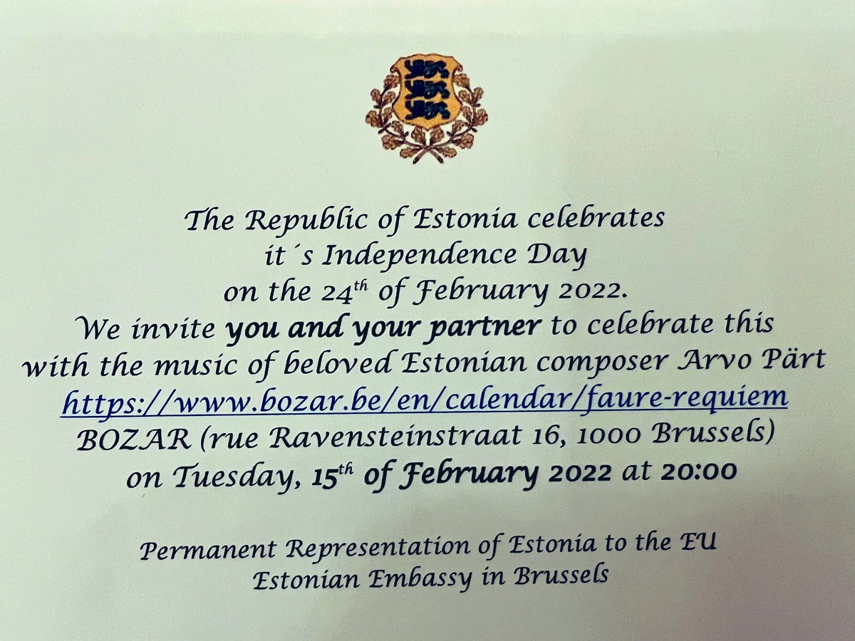 tamasivankovacs's tweet photo. I was very happy to present our best wishes on behalf of #Hungary to my fellow #Finno-#Ugric #Ambassador @ArturKink at the National Day event of #Estonia in @BozarBrussels last night. Also, fantastic concert 🎶👏 by Symfonie orkest #Vlaanderen w/ two #Hungarian musicians😉. 🇪🇪🇭🇺 https://t.co/8CvL1pFUIx
