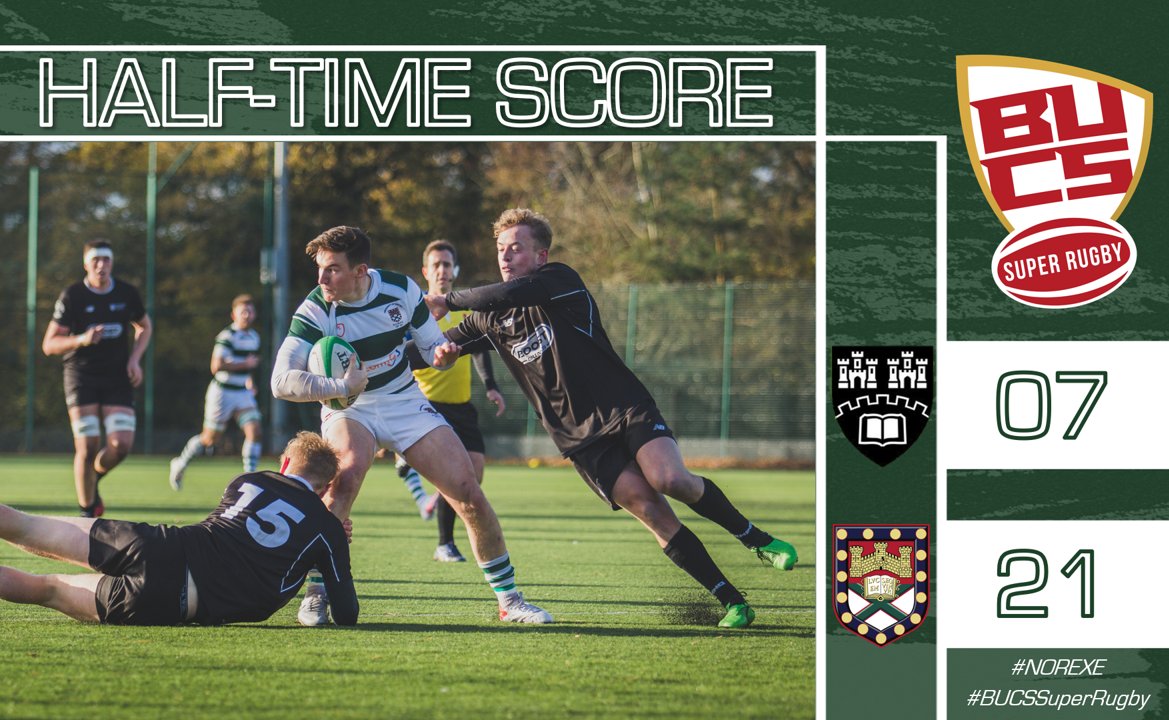 ExeterUniRFC's tweet photo. HALF-TIME SCORE: @NorthumbriaMRU 7-21 @ExeterUniRFC
#NOREXE @BUCSSuperRugby https://t.co/9bofvsvvr2