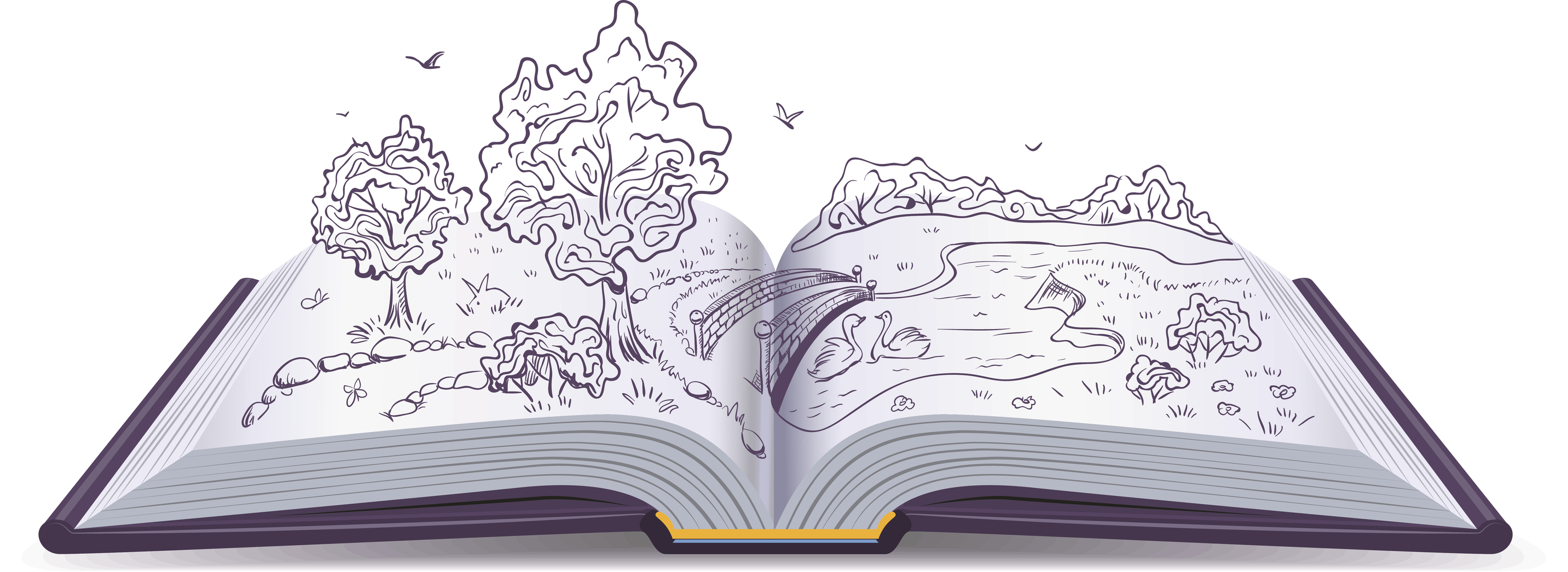 Рисунки на страницах книг карандашом