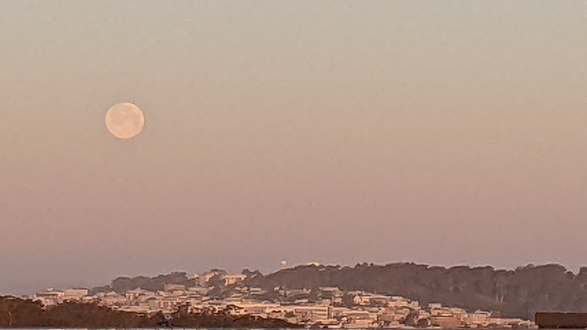 narasu's tweet image. 7am in San Francisco. Woke up to beautiful full moon.