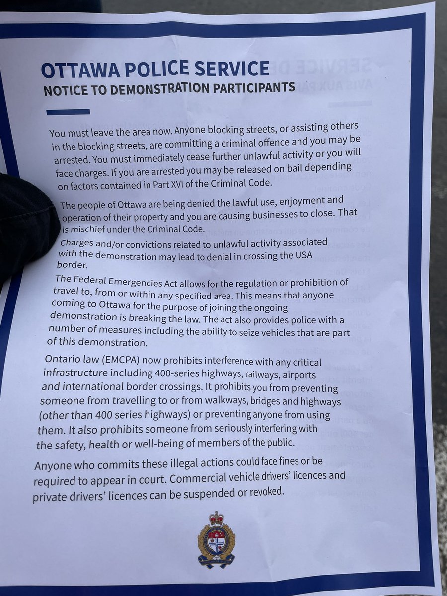 Here is letter cops are handing out now #cdnpoli #ottnews