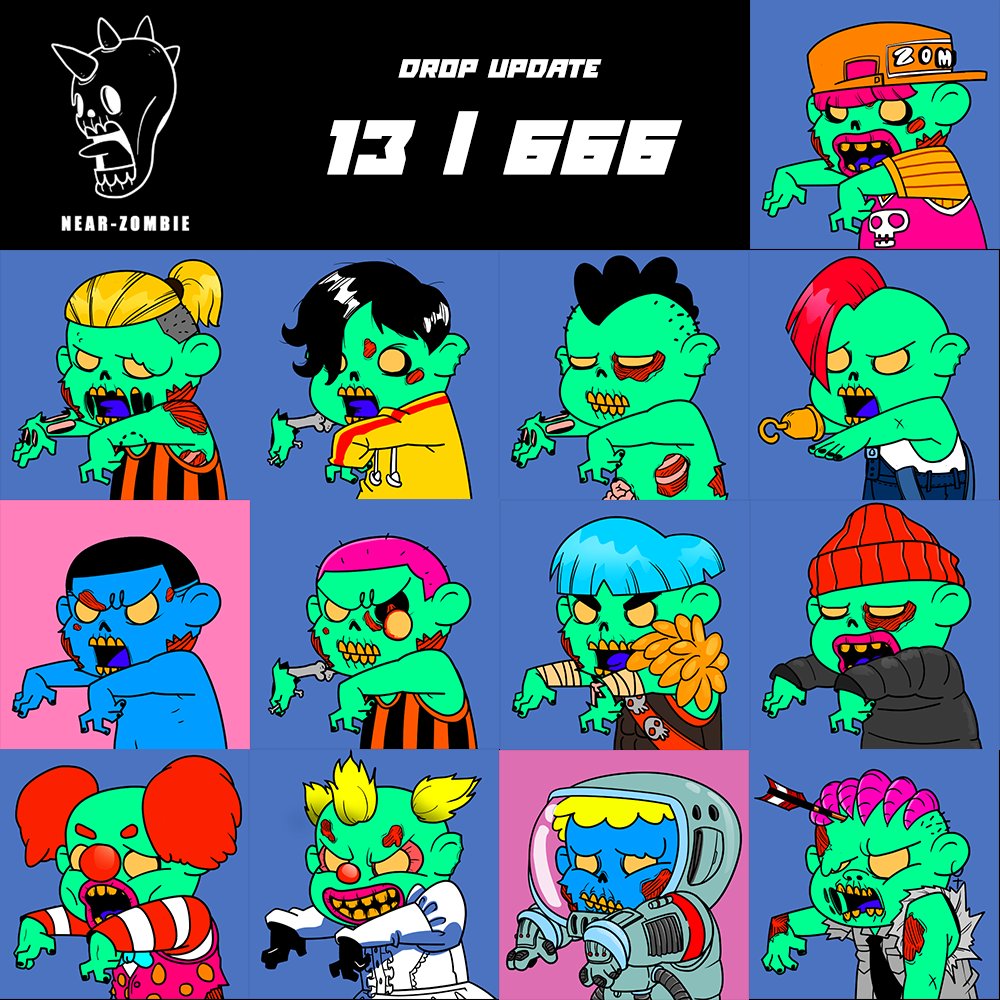 NearZombie's tweet photo. keep moving on to 666 zombies.
now 13 zombies complete.
Rarity --> Roadmap
💀 | Junior Zombie --> 400/666
💀💀 | Senior Zombie --> 233/666
💀💀💀 | Elder Zombie --> 33/666

https://t.co/ZCXWm5Zsnn
#nft #nftart #nftartist #NFTCommunity #NFTCollection #nftcollectors https://t.co/9WNyioos2U