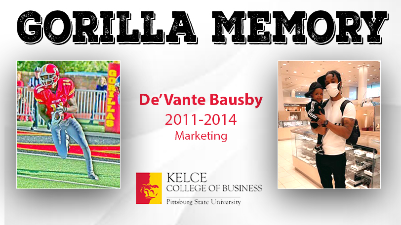 Our next <a href="/Pittstatekelce/">Kelce College of Business</a> Gorilla Memory is former <a href="/GorillasFB/">Pitt State Football</a> All-MIAA CB De'Vante Bausby.

For the past 7 years, De'Vante has been in the NFL &amp; is currently on the Patriots practice squad. He is a proud father &amp; feels fortunate to represent Gorillas nation wide!

#kelcegorilla