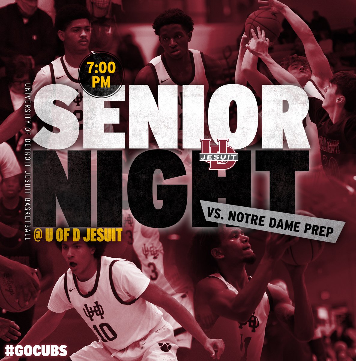 Tonight we honor our five seniors in the final home game of their U of D Jesuit careers. With a 7:00 p.m. tip-off, be sure to arrive or tune in to <a href="/UDJsportscast/">Cub Sportscast</a> early to see the ceremony. #GoCubs