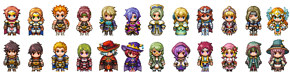 tobishima's tweet photo. #プレミアムツクールデー
#RPGツクールMV の収録素材の全キャラクタの歩行グラフィックを三頭身化したものとそのバリエーションキャラクタをまとめた大ボリュームの素材集。
zipであげます！

RPGツクールMVユーザなら無料で使えます。
https://t.co/4OPp8XAzEg https://t.co/t71O6NwKOT